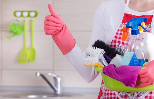 Cleaning team handling post-construction dust and debris in a Brent property